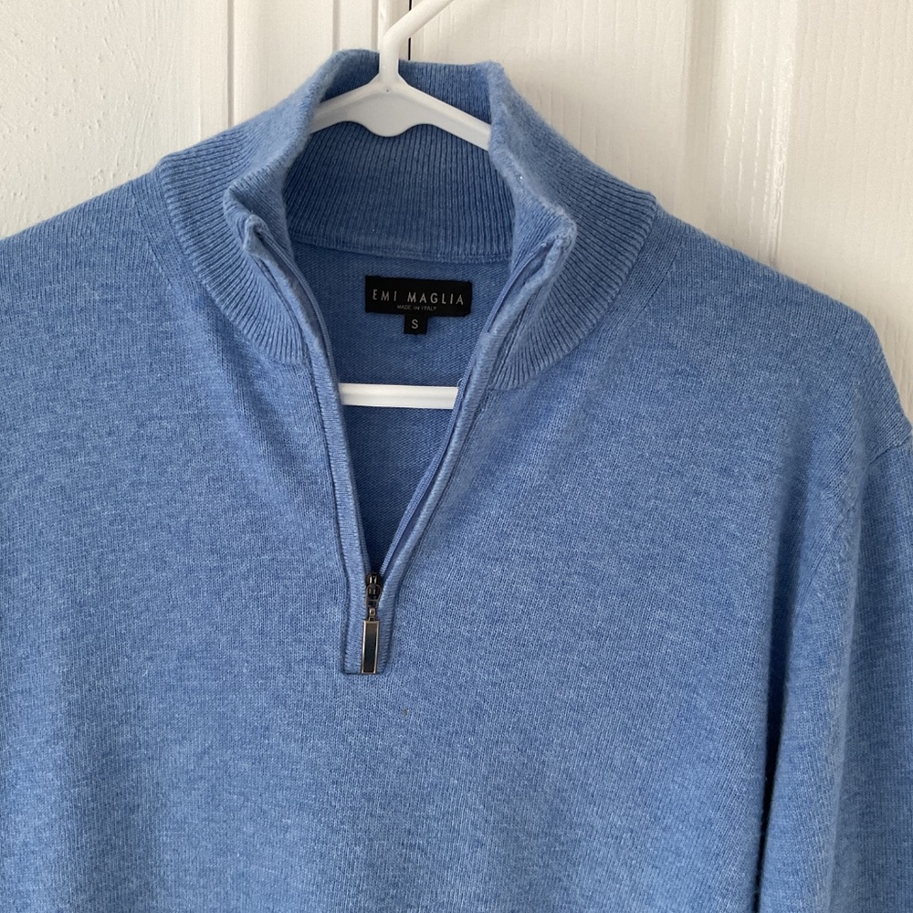 Men’s Italian Wool/Viscose/Cashmere 3/4 Zip Sweater Size S - Picture 3 of 5